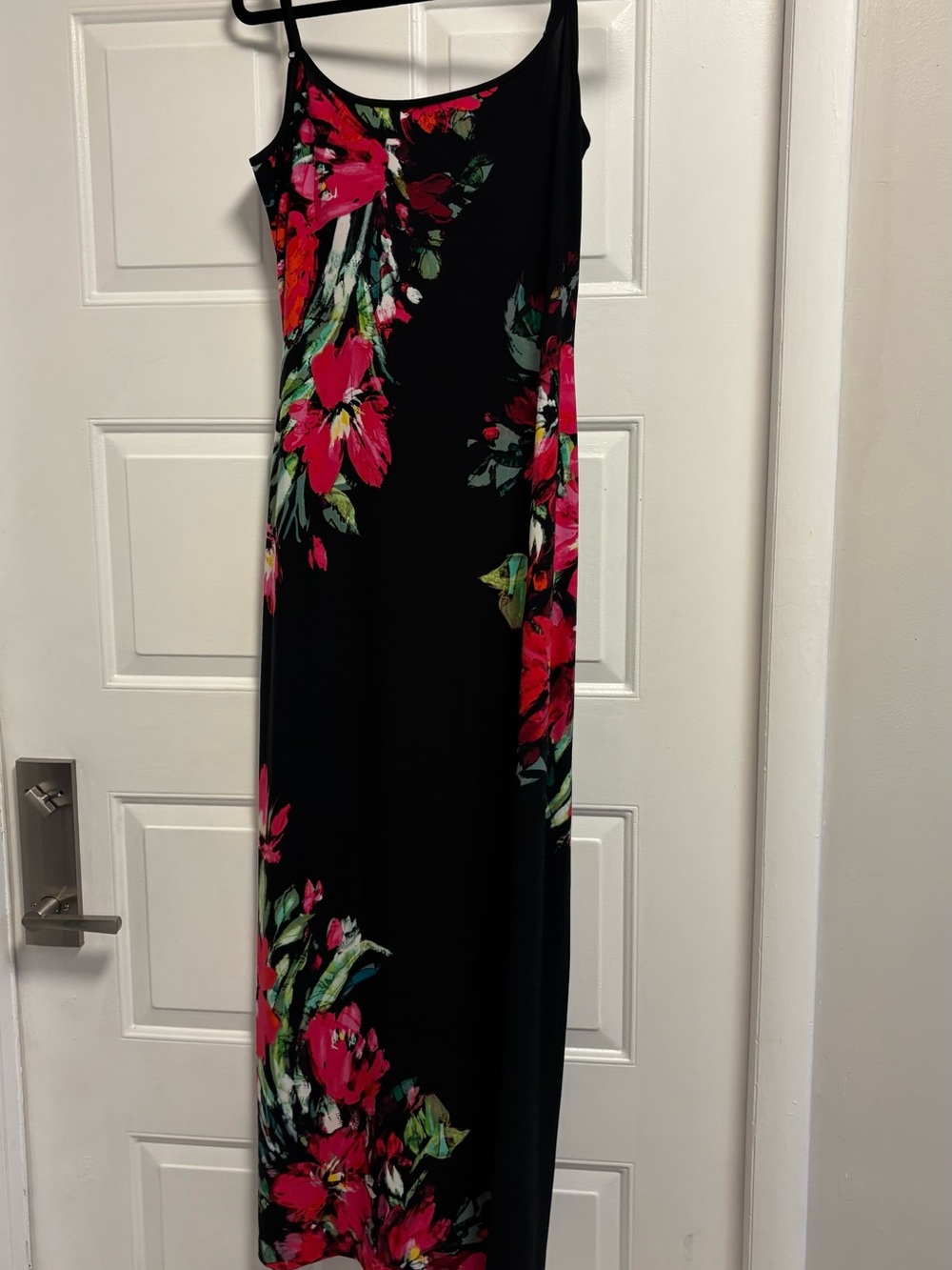 Cache Black Maxi Dress with Hot Pink Floral Print